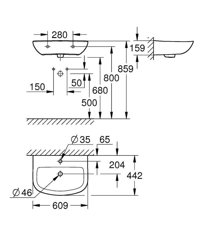 GROHE умивалник Bau Ceramic 60 cm | Ceramic Park